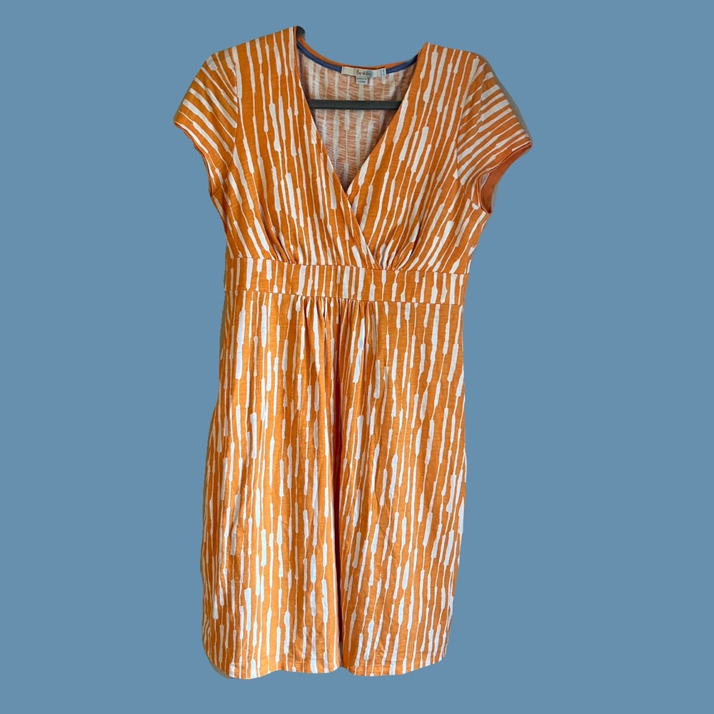 Boden Cotton Jersey Orange Faux Wrap Mini Dress Womens Size 12 Preowned